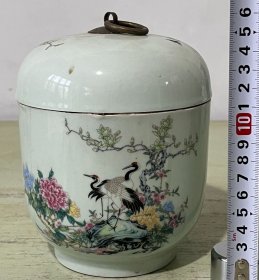 赔钱处理粉彩花鸟老瓷罐851.