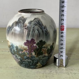 赔钱处理粉彩山水老瓷罐692.