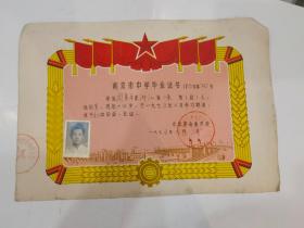 1975**中学毕业证书-----南京长江大桥！《南京市中学毕业证书》！