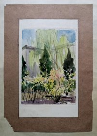 出版作品：张光宇 《春意》 水彩 15×11cm 1954年