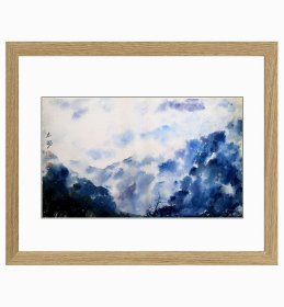 特价：阳太阳 《云雾漫山》 宣纸水彩 23×40cm 约1960-1970年代