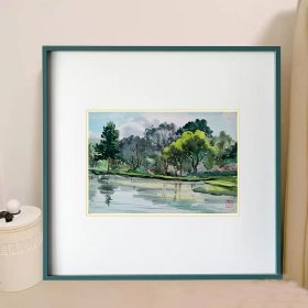 李剑晨《湖畔倒影》 水彩 18.5×27cm 1960-1970年代