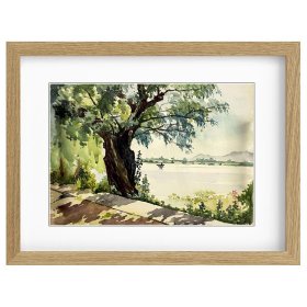 出版作品：袁振藻《西湖风景》水彩 27×39cm 1960年---得自画家本人
