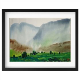 严德泰《磅礴》水彩画 37×53cm 1987年