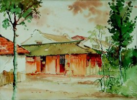 1960年代   水彩画  《上海市郊》 28×38.3cm