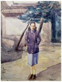 张充仁《女子像》水彩  25.5×19.5cm 1954年