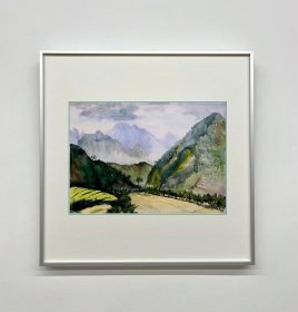 【同一来源】---侯一民水彩画之六：《远山如黛》 27×39.5cm 1958年