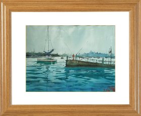 资深概念设计师、水彩画家 朱晴（朱老ber）《迪拜湾印象》 水彩 38×28cm 2014年---得自艺术家本人