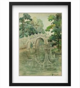 同一来源：王稼骏《颐和园后溪河三孔桥》水彩 26.5×38cm 约1950年代 无署款