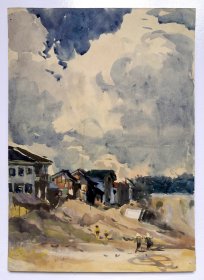 1960-1970年代老水彩画   30.5×22cm  有款，识者宝之