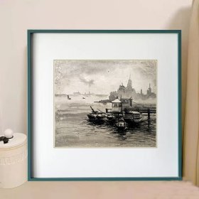 出版作品---沈绍伦《外滩水文站》 水彩水墨 27×32cm 约1950-1960年代---可送出版物