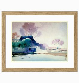 出版作品：李剑晨《风景》（双面）水彩39×53cm 1983年