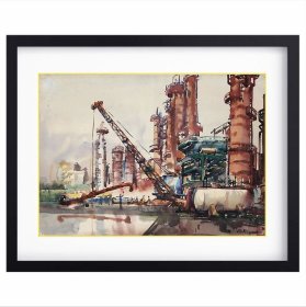 张建德《雨后·洛阳炼化》水彩27×38cm 1981年----1980年代初刚刚建成投产的洛阳炼油厂