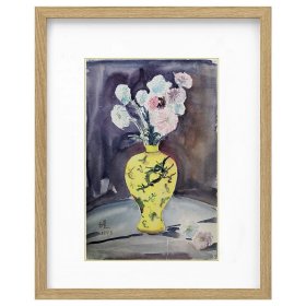 丘堤《瓶花》 水彩画 29.5×19cm 1943年