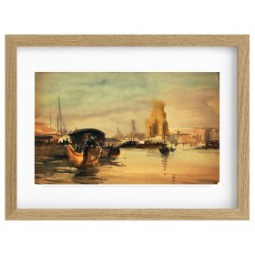 同一来源：五六十年代参展或出版作品…杨洵《浦江暮色之二》水彩 20×32cm1950年代