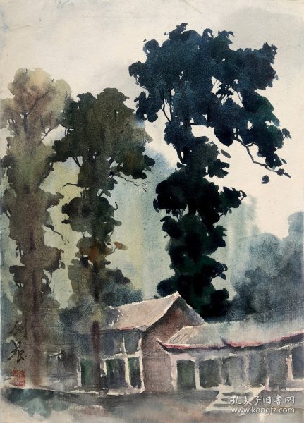 特价：李剑晨《山雨初晴》水彩  27×38cm  约1960-1970年代