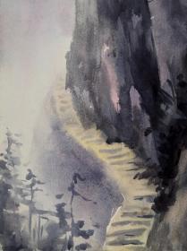 特价：晏文正 水彩画   双面  27.5×39.5cm 1986年