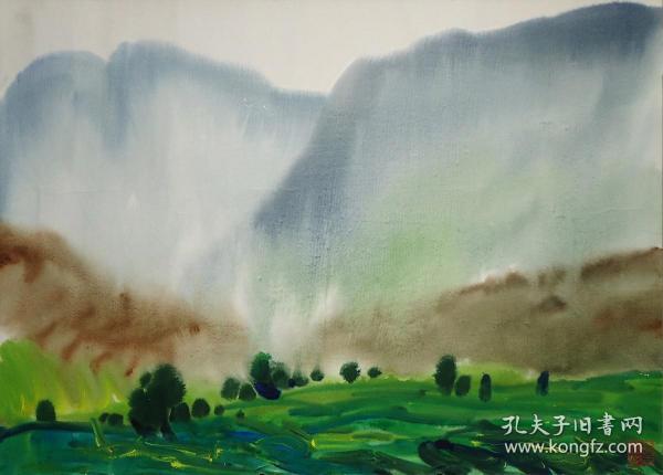 严德泰《磅礴》水彩  37×53cm 1987年