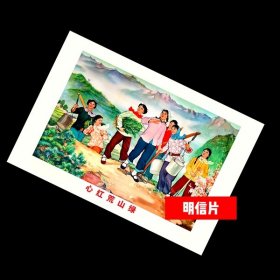 心红荒山绿【老年画明信片】满10张包邮