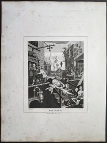 1824年 铜版画 雕刻凹版《酒巷,Gin Lane》 英国画家 威廉·荷加斯（William Hogarth）作品