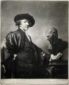 【限量300】1922年美柔汀铜版画 照相凹版《雷诺兹自画像 Sir Joshua Reynolds》-弗朗茨·汉恩斯坦 纸张49x35厘米