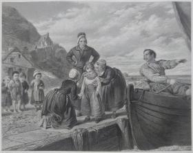 1872年 钢版画 雕刻凹版《THE FIRST VOYAGE》