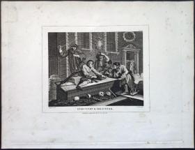 1824年 铜版画 雕刻凹版《勤劳与懒惰_3 ，INDUSTRY AND IDLENESS》- 英国画家 威廉·荷加斯（William Hogarth）作品