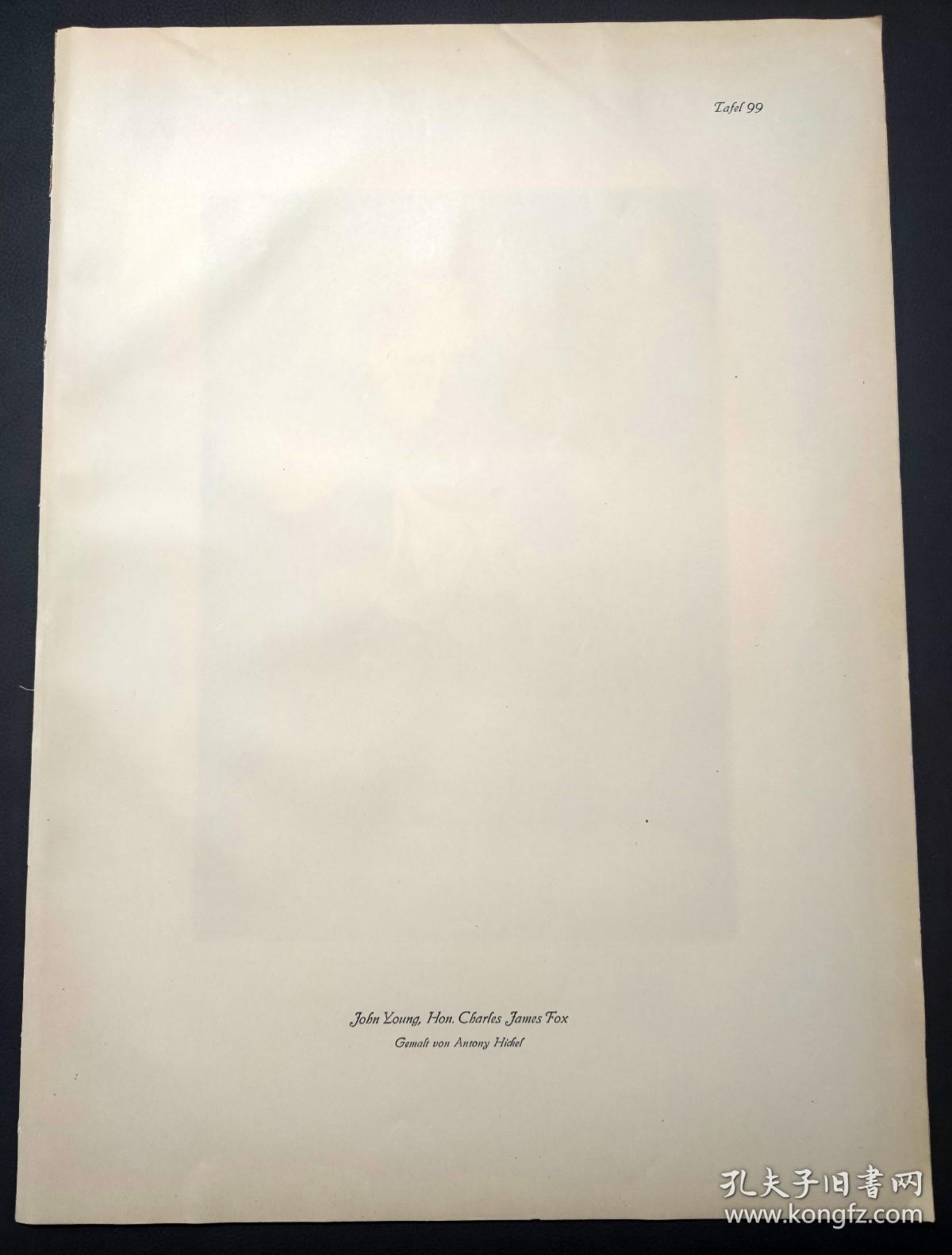 【限量300】1922年美柔汀铜版画 照相凹版《英国政治家 查尔斯·詹姆士·福克斯 Fox, Charles James》纸张48.5x35.5厘米