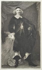 1876年 德国艺术家 威廉·昂格 蚀刻铜版画《荷兰贵族的肖像画 Bildnifs eines niederlandifchen Edelmannes》出自 荷兰17世纪著名画家佛兰斯·哈尔斯(Frans Hals)作品
