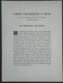 【附资料页】1900年 大幅面德国铜版画 照相凹版《布雷达的投降,DIE NBERGABE VON BREDA》-西班牙画家 迭戈·委拉斯开兹（DIEGO VELASQUEZ Y SILVA）作品、纸张50.5x38.5厘米