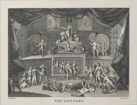 1824年 铜版画 雕刻凹版《彩票 THE LOTTERY》- 出自 英国画家 威廉·荷加斯（William Hogarth）作品