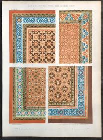 1855年 彩色石版画 《版4-釉上彩瓷砖装饰图样》-1855年《艺术日志》收录作品