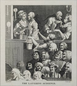 1824年 铜版画 雕刻凹版《THE LAUGHING AUDIENCE》-  英国画家 威廉·荷加斯（William Hogarth）作品