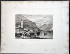 1837年 钢版画 雕刻凹版 版画《THE LAKE OF COMO》