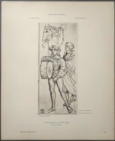 【汉斯·荷尔拜因】1896年 珂罗版 版画《STUDIES OF FIGURES》 纸张36.5×29厘米