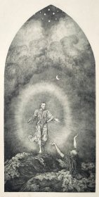 【汉斯·托马】1922年 铜版画 照相凹版《彼得 Christus und petrus》附资料页，汉斯·托马（Hans Thoma）德国画家