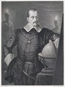 1869年 钢版画 雕刻凹版《席勒作品“华伦斯坦” 肖像画 华伦斯坦，WALLENSTEIN,GENERAL OF THE IMPERIAL FORCES》