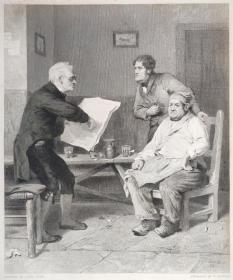 1881年 钢版画  雕刻凹版《乡村政治家，VILLAGE POLITICIANS》