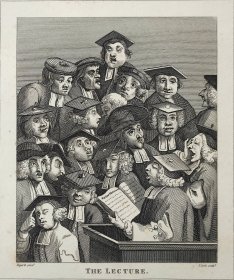 1824年 铜版画 雕刻凹版《THE LECTURE》-  英国画家 威廉·荷加斯（William Hogarth）作品