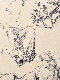 【丢勒】1896年 珂罗版 版画《Feuille d'etude vers 1514》 纸张36.5×29厘米