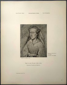 【罗吉尔·凡·德·韦登】1896年 珂罗版 版画《PORTRRAIT OF THE WIFE OF THE PAINTER》 纸张36.5×29厘米