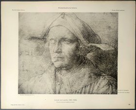 【卢卡斯·凡·莱登】1896年 珂罗版 版画《PORTRAIT INCONNU》 纸张36.5×29厘米