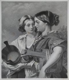 1867年 钢版画 雕刻凹版《苏格兰姑娘，SCOTTISH LASSIES》