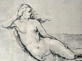 【汉斯·巴尔东·格里恩】1896年 珂罗版 版画《LEIGENDE NYMPHE》 纸张36.5×29厘米