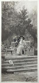 1900年【艺术的五十年特辑版】照相凹版 铜版画《依恋，A PRIOR ATTACHMENT》