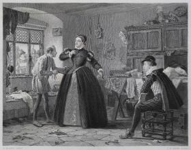 1869年 钢版画 雕刻凹版《女士的裁缝师，THE LADY'S TAILOR》
