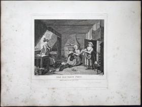 1824年 铜版画 雕刻凹版《THE DISTREST POET》- 英国画家 威廉·荷加斯（William Hogarth）作品