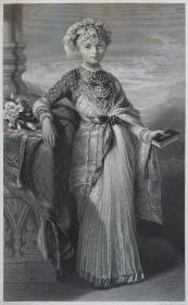 1857年 钢版画 雕刻凹版《库格的维多利亚·古拉玛公主，THE PRINCESS VICTORIA GOURAMMA OF COORG》-出自德国画家 弗朗兹·克萨韦尔·温特哈尔特（Franz Xaver Winterhalter）作品