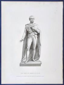 1875年  钢版画 点刻凹印《德比伯爵，THE EARL OF DERBY》