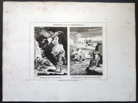 1824年 铜版画 雕刻凹版《PERSEUS & ANDROMEDA》- 英国画家 威廉·荷加斯（William Hogarth）作品